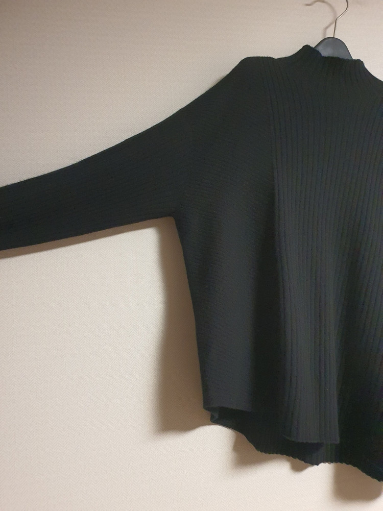 델라라나 DELLALANA 블랙 100% 캐시미어 언밸런스 골지 니트 프리사이즈 정품--4