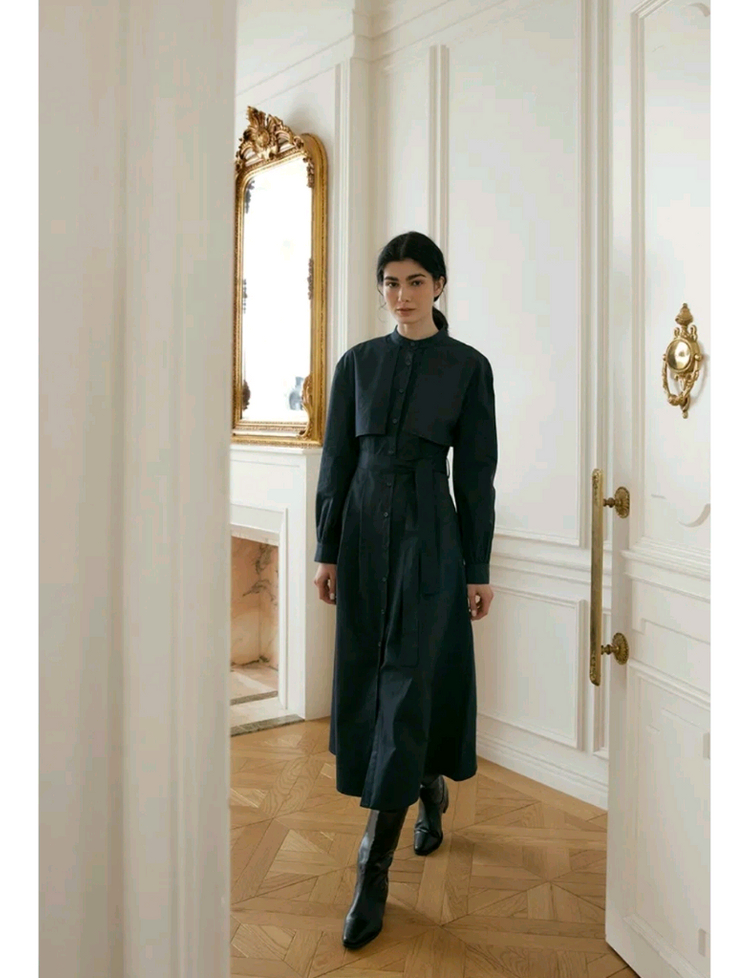 아위코모스 트렌치 원피스 네이비 m 이미지