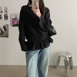 시스루 프릴 블라우스