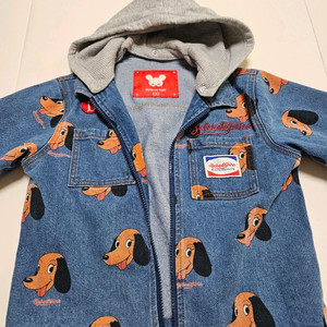 베베드피노 120 강아지 데님 청색 자켓 상하의 두벌팜 이미지