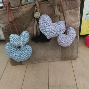 손뜨개 가죽끈 하트키링