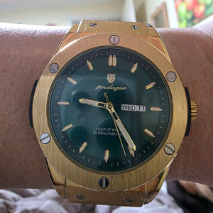 골드 케이스 그린 다이얼 시계