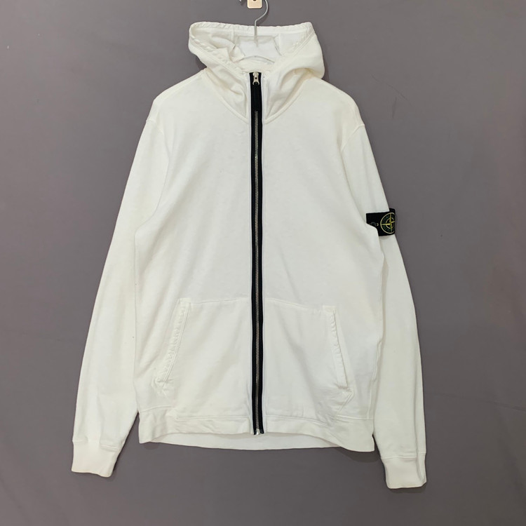 L 스톤아일랜드 와펜 패치 가먼트 다이 후드 집업--1