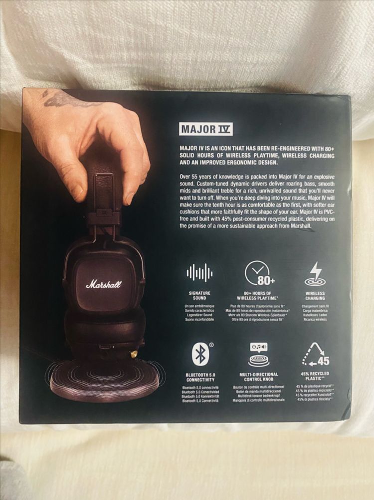 (미개봉 새상품) 마샬 메이저4 블루투스 헤드셋 브라운 (정품)--6
