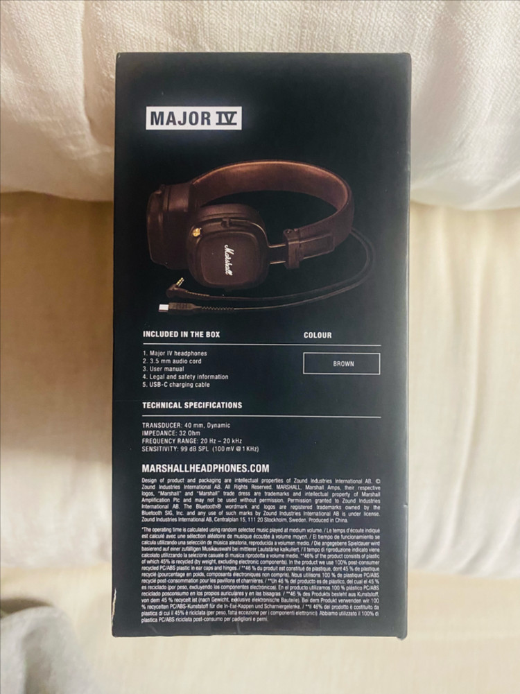 (미개봉 새상품) 마샬 메이저4 블루투스 헤드셋 브라운 (정품)--7
