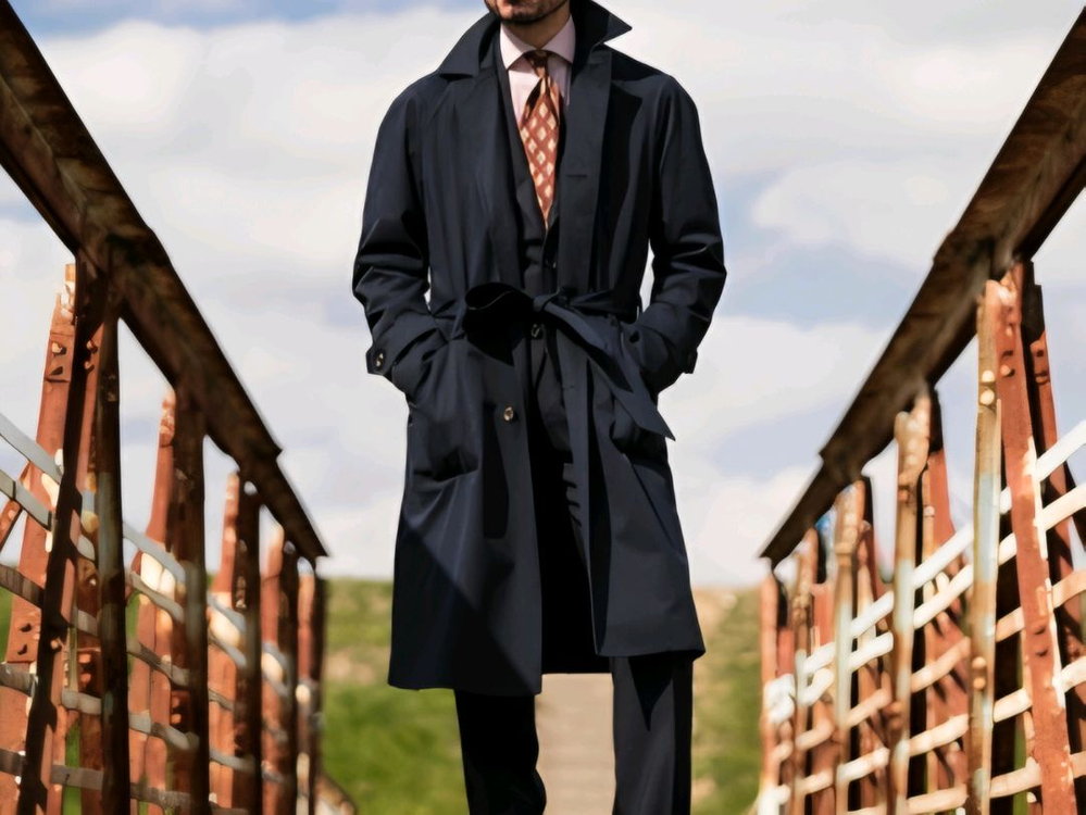 링자켓 RJ 다크네이비 캐시미어 코튼 벨티드 트렌치코트 / (코히어런스 캡틴선샤인 아나토미카 버버리 바스통) 이미지