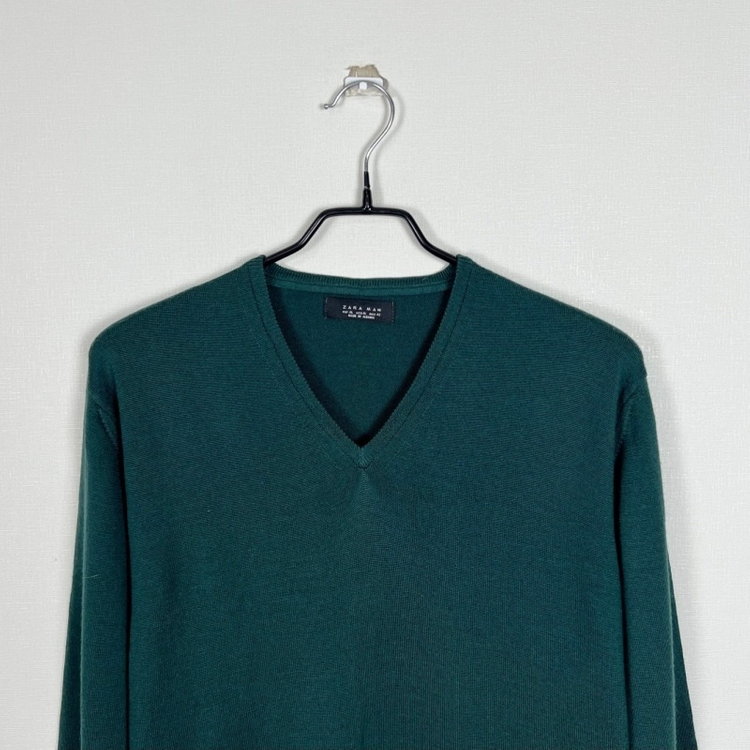 자라맨/울 브이넥 니트 그린 남L XL/라덴 이미지