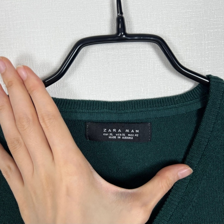 자라맨/울 브이넥 니트 그린 남L XL/라덴 이미지