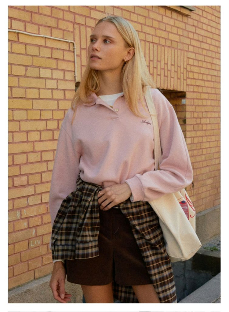 앤유 보르센 볼륨슬리브 피케셔츠 Pink--2