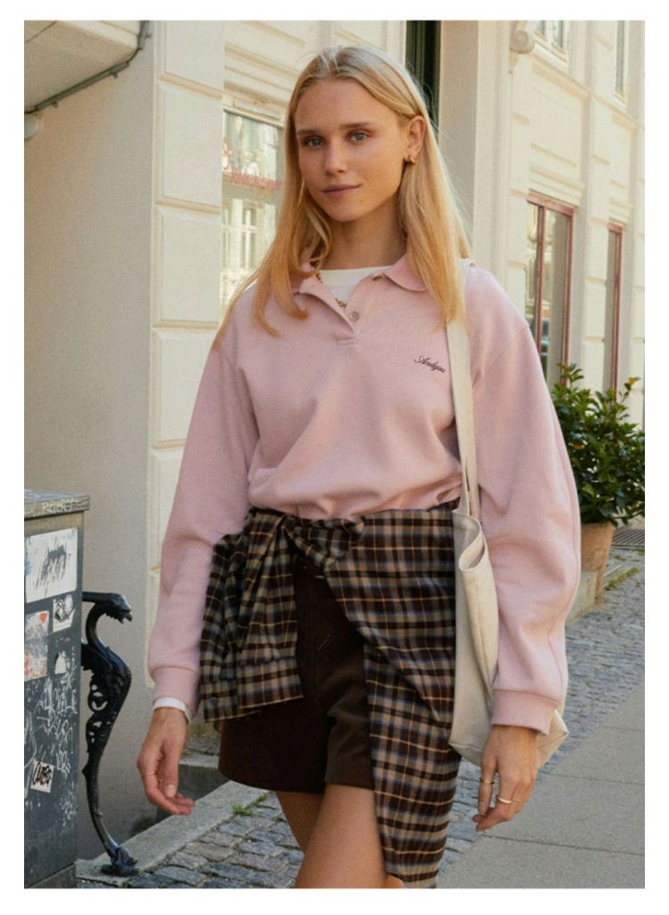 앤유 보르센 볼륨슬리브 피케셔츠 Pink--3