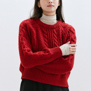 언에디트 B 소피아 울 케이블 니트_보헤미안 레드