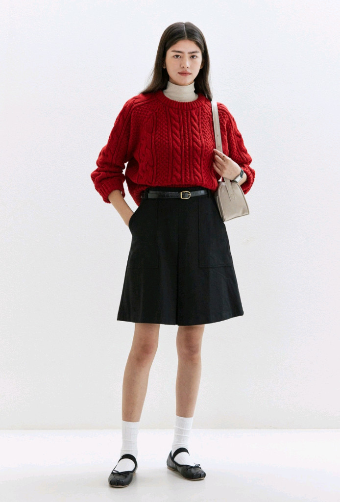 언에디트 B 소피아 울 케이블 니트_보헤미안 레드 이미지