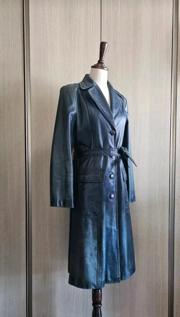 (패티나 아카이브템)빈티지 소가죽 트렌치 패티나 코트 레더 롱코트 이미지