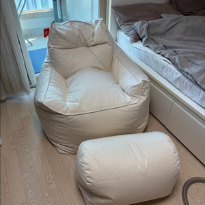 (거의새것)보니타빈백 초대형 아이보리+풋스톨+전용세탁속지(가져다드림)