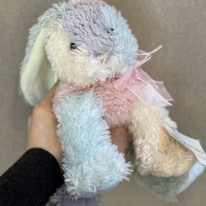 간즈 빈티지 파스텔 토끼 인형 핑크 리본 봉제인형