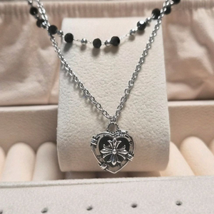 크 목걸이 십자가 목걸이 십자가 하트 두줄 목걸이 (새상품) 이미지