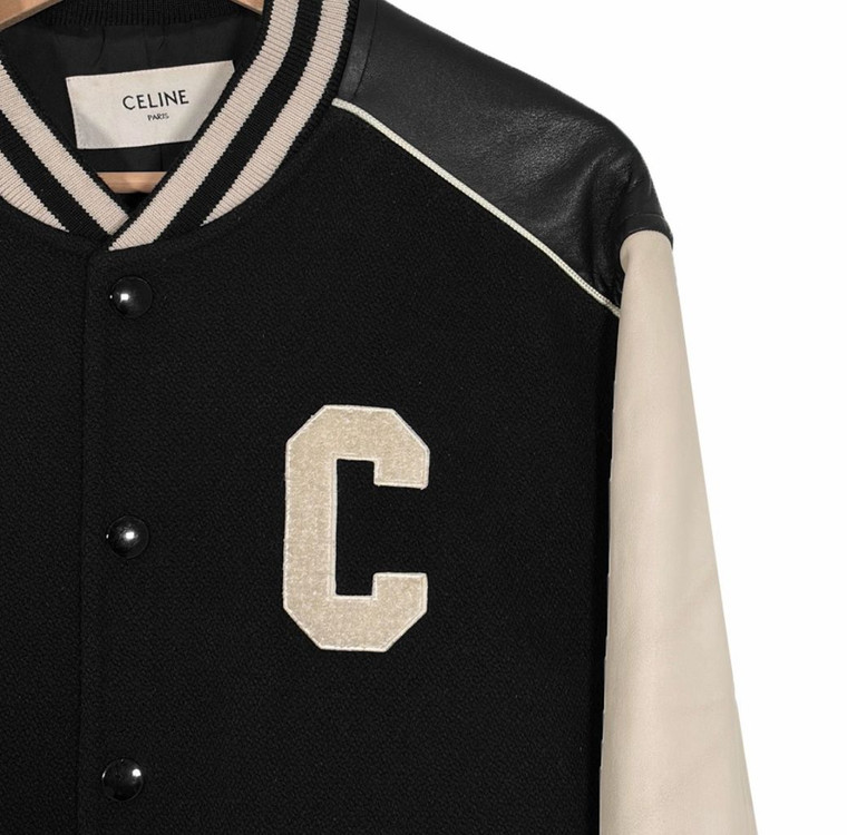 [50] 셀린느 남성 C로고 울 레더 클래식 텍스쳐드 테디 바시티 자켓 이미지