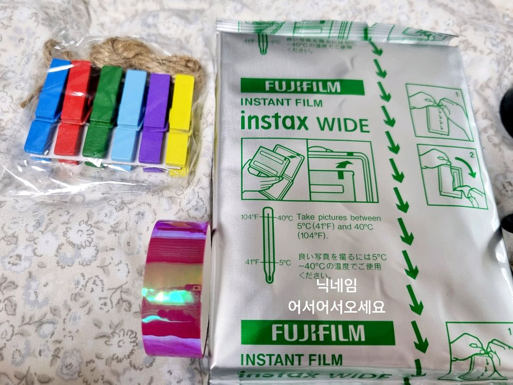 새상품 인스탁스 와이드 에보 +필름10장+나무데코 후지필름 즉석카메라 필름카메라 와이드에보--5