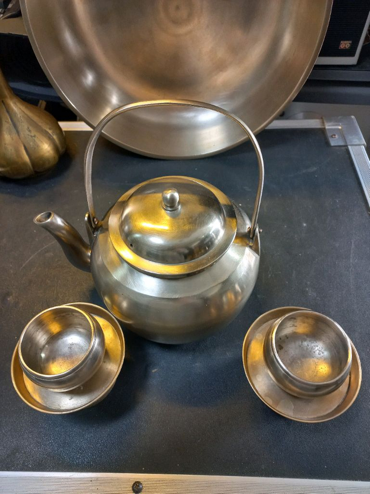 김선익 유기 주전자 놋주전자 잔잔대 놋 술잔 잔받침 공예품 만속품--8