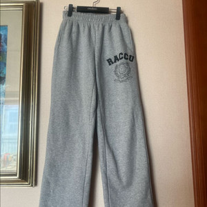 RACCU 여성 와이드 기모 스웻 팬츠 미디움 (멜란지 그레이/검정)