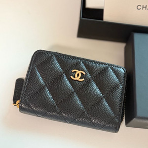 샤넬 클래식 캐비어 레더 카드지갑(지퍼돌이)