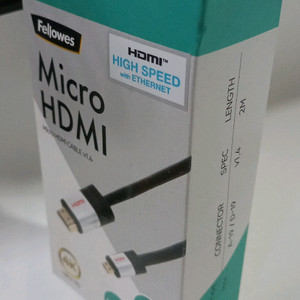 미개봉 새상품 Fellowes Micro HDMI 케이블 2M