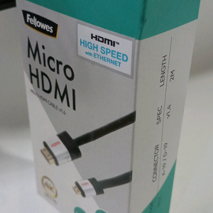미개봉 새상품 Fellowes Micro HDMI 케이블 2M