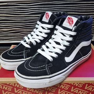 VANS 반스 블랙 화이트 하이탑 스케이트보드 슈 이미지