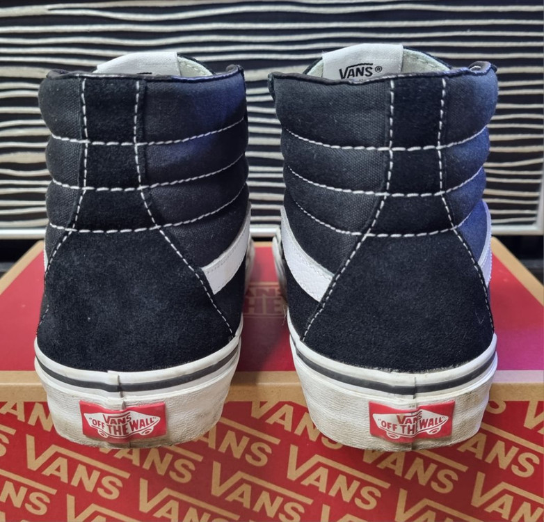 VANS 반스 블랙 화이트 하이탑 스케이트보드 슈 이미지