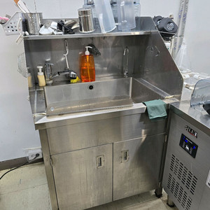 업소용 스테인리스 싱크대 세트. 카페 싱크대. 개수대. 정수 수전. 스파웃