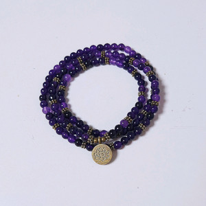 [새상품]천연 자수정 108 염주 팔찌 목걸이 남자 여자 불교 불상 낚시 자전거 골프 등산 스와로브스키 낚싯대 루어