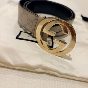 구찌 GG 로고 벨트 베이지