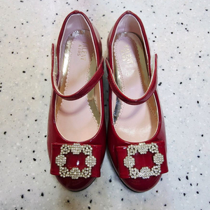 새상품!빨간 큐빅여아구두