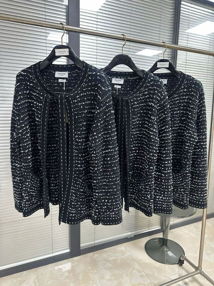 톰브라운 트위드 디테일 오픈 가디건--2