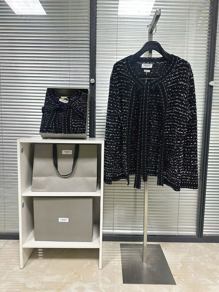 톰브라운 트위드 디테일 오픈 가디건--3