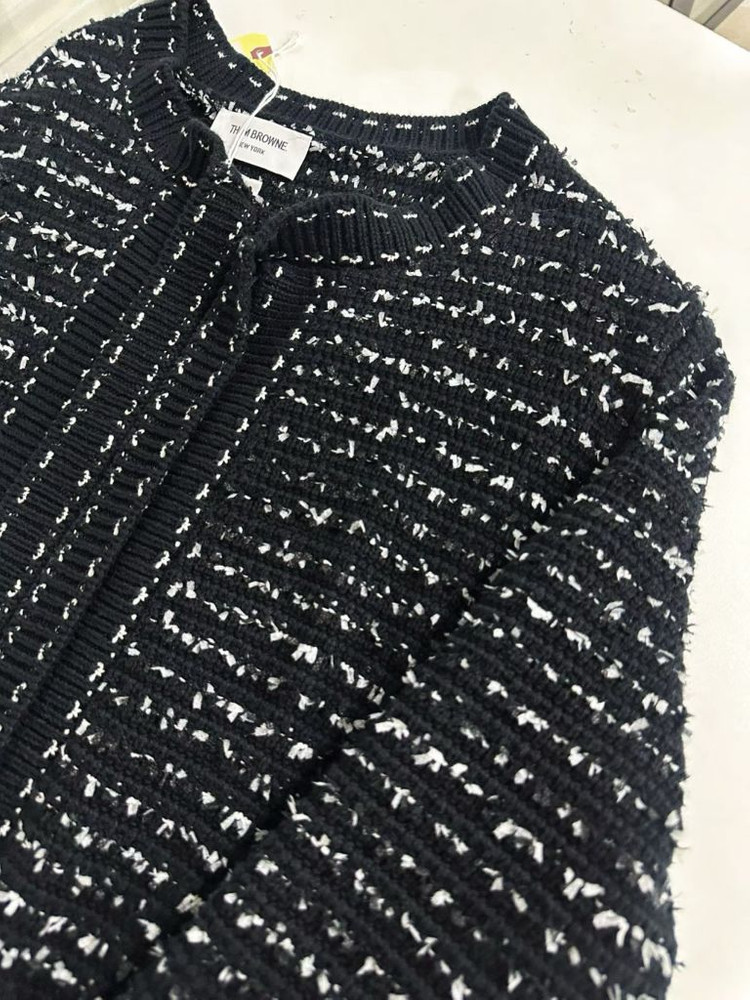 톰브라운 트위드 디테일 오픈 가디건--5