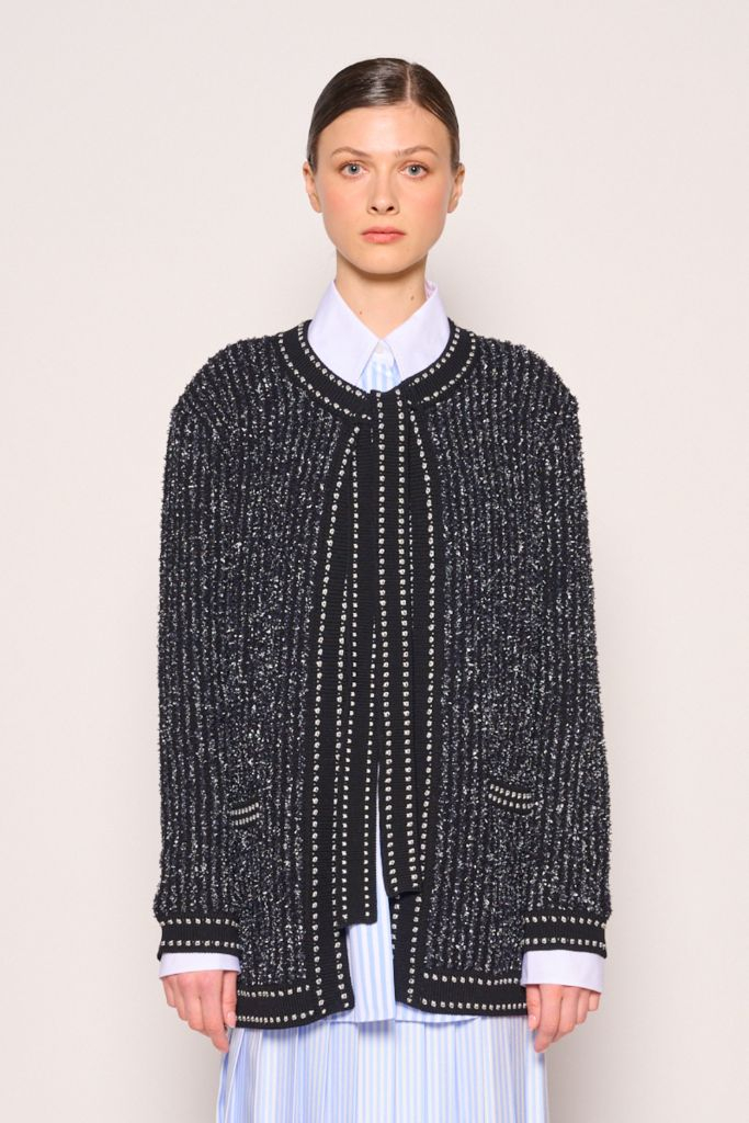 톰브라운 트위드 디테일 오픈 가디건--7