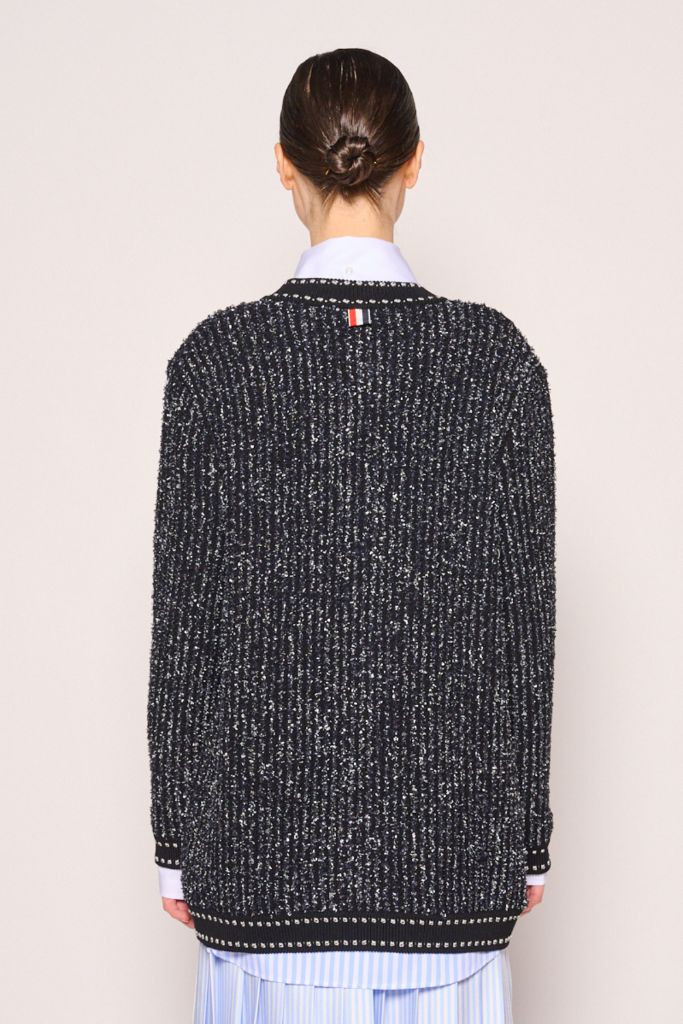 톰브라운 트위드 디테일 오픈 가디건--8