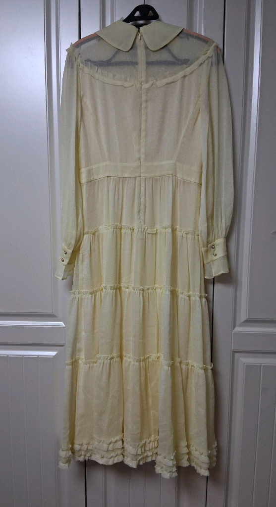 잇미샤 옐로우쉬폰롱원피스55 시스루노랑원피스 이미지