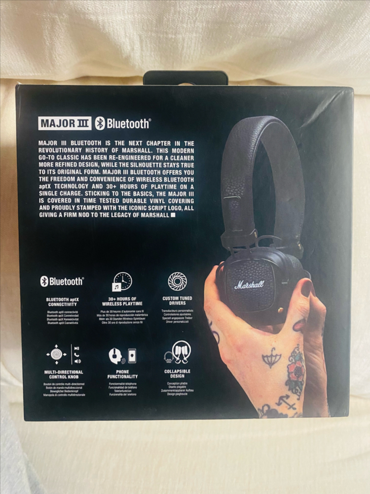 (미개봉 새상품) 마샬 메이저3 블루투스 헤드폰 블랙--5