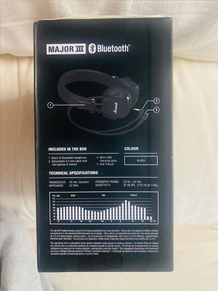 (미개봉 새상품) 마샬 메이저3 블루투스 헤드폰 블랙--6