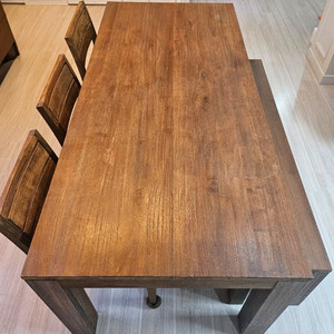 고급 티크원목 식탁6인 벤치세트