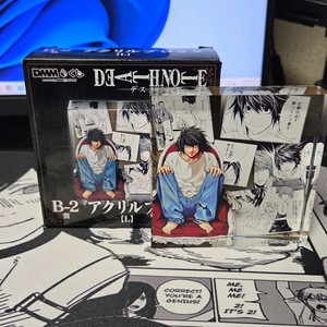 개봉)데스노트 DMM쿠지 B상 L 아크릴블록 이미지