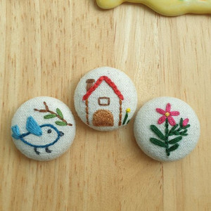 프랑스자수 미니 브로치/배지(그림일기)