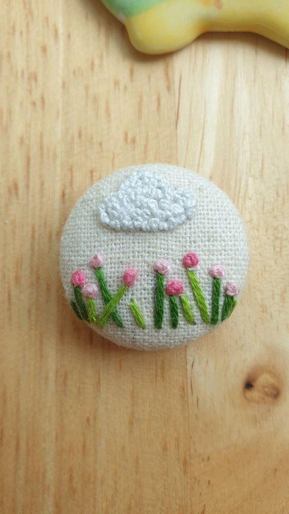 프랑스자수 미니 브로치/배지(그림일기)--1