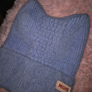 고양이 비니 빈티지 스카이블루 고양이 비니 모자 이미지