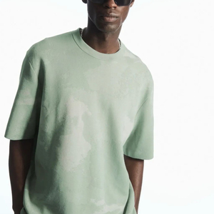 COS 코스 남성 릴렉스드 자쿼드 반팔 니트 M