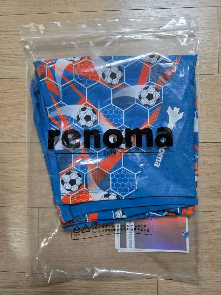 축구 패턴 남아 수영복 4부 반바지 새상품 90 사이즈 이미지