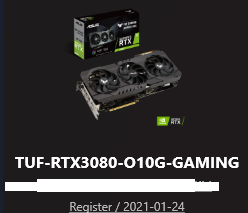 RTX 3080 TUF 그래픽카드 이미지