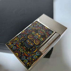 [새상품,한정판,풀세트] 듀퐁라이터 라인2 신형 ca16393 멕시칸 스컬 시가 컬랙션 팔라듐 백금 쌍불 듀퐁라이타 이미지